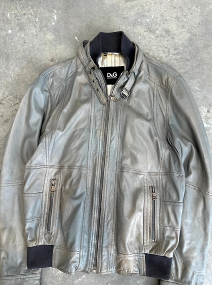 Dolce & Gabbana Grey Leather Jacket (M)