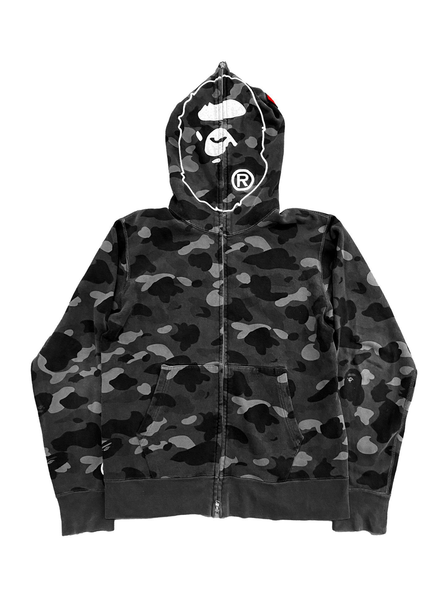 A Bathing Ape Grey Camo Zip-up Hoodie (M)