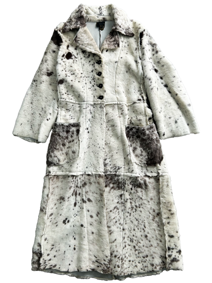 Cavalli AW06 White Pony Hair Winter Leopard Effect Long Leather Jacket