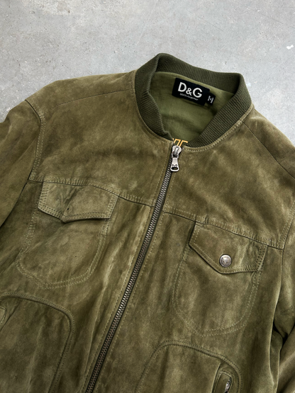 Dolce & Gabbana Green Lamb Leather and Velour Jacket (M)