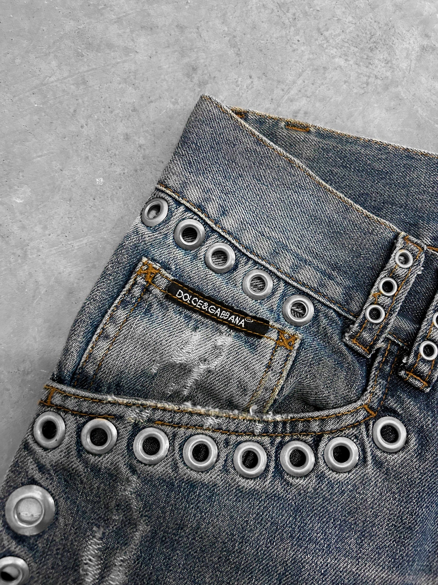 Dolce & Gabbana 2006 Eyelet Rockstar Jeans (M)