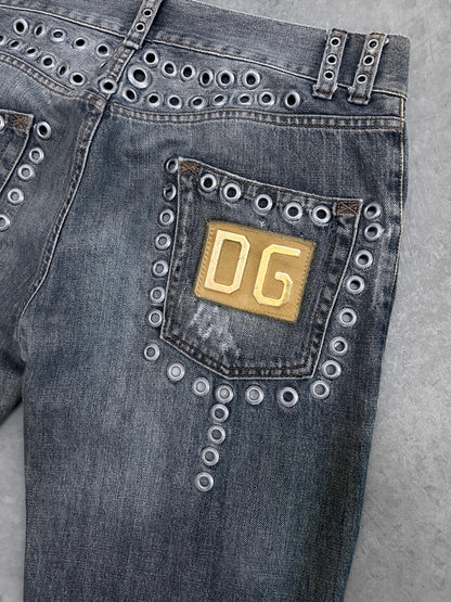 Dolce & Gabbana 2006 Eyelet Rockstar Jeans (M)