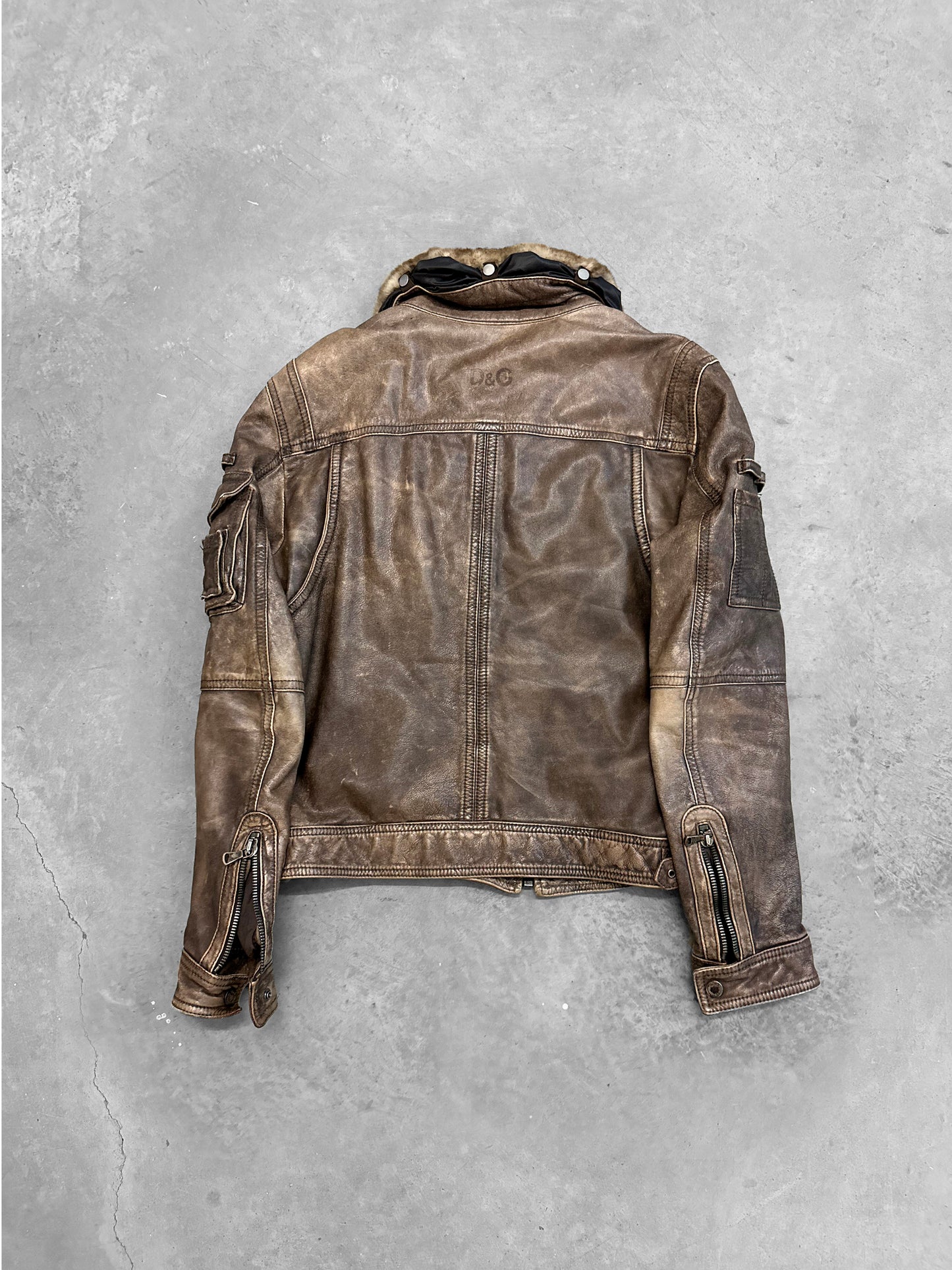 Dolce & Gabbana 2004 Alpha Shearling Cargo Jacket (L)