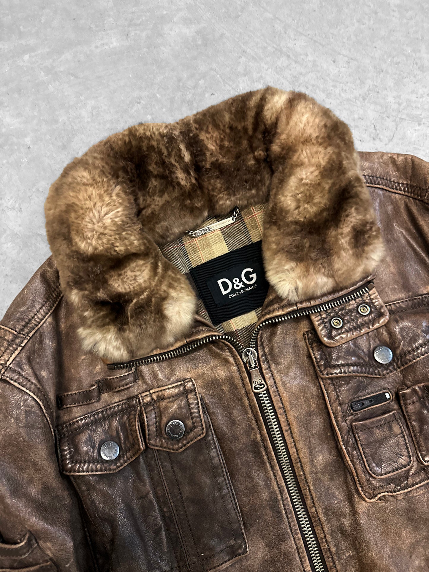 Dolce & Gabbana 2004 Alpha Shearling Cargo Jacket (L)