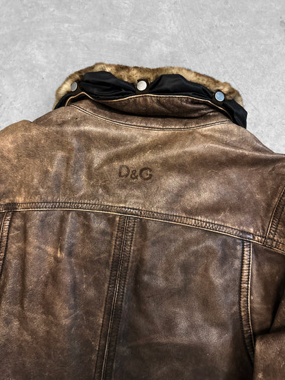 Dolce & Gabbana 2004 Alpha Shearling Cargo Jacket (L)