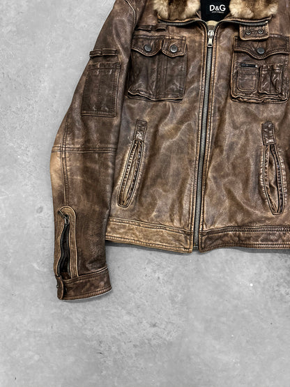 Dolce & Gabbana 2004 Alpha Shearling Cargo Jacket (L)