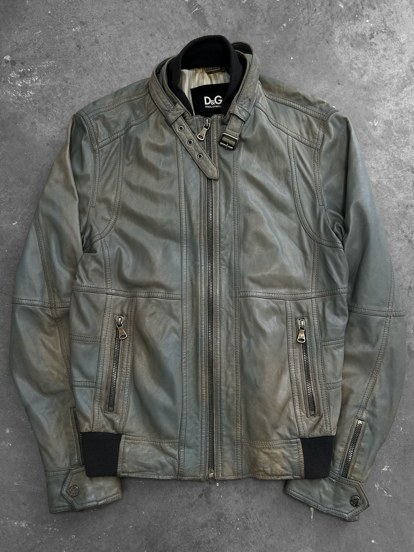 Dolce & Gabbana Grey Leather Jacket (M)