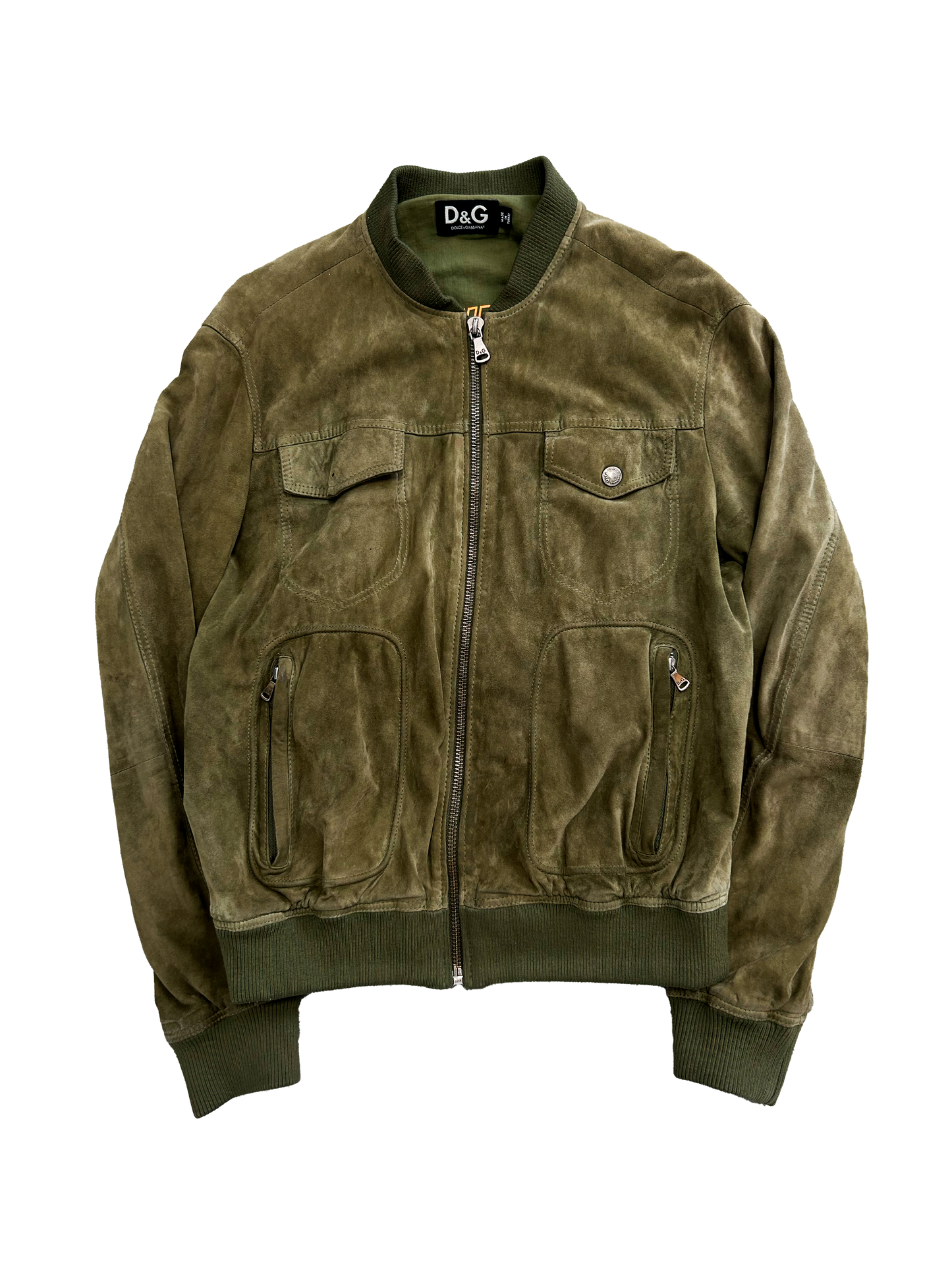 Dolce & Gabbana Green Lamb Leather and Velour Jacket (M)