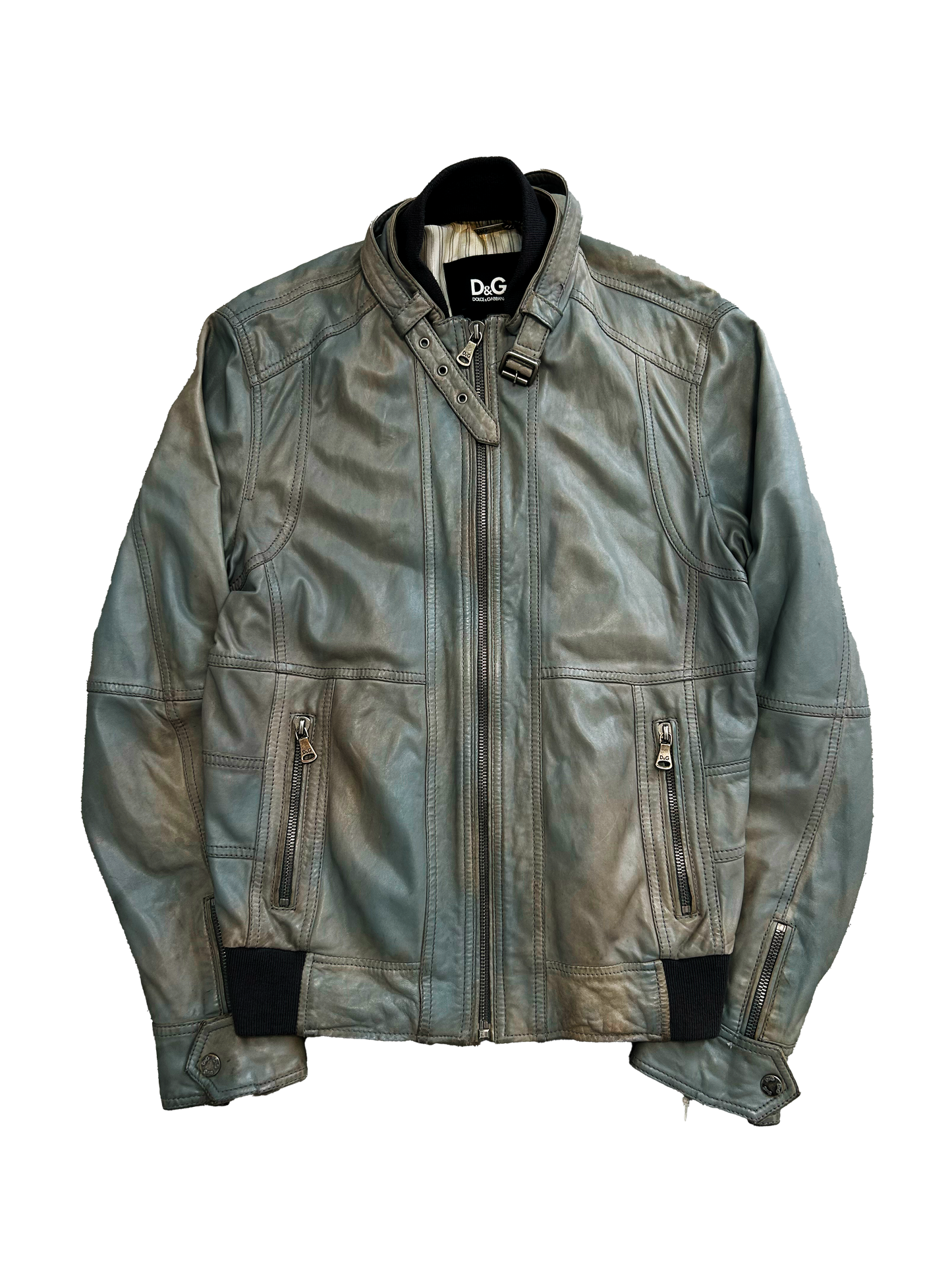 Dolce & Gabbana Grey Leather Jacket (M)