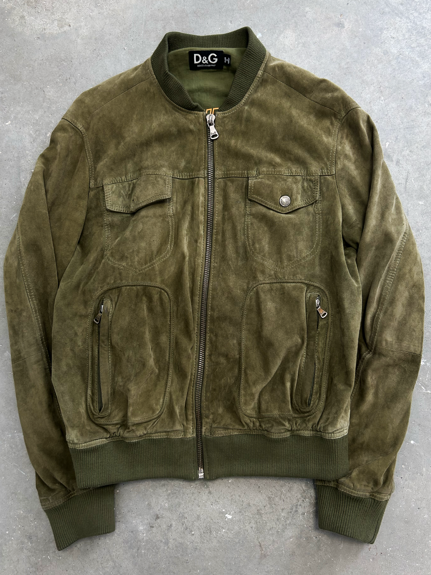 Dolce & Gabbana Green Lamb Leather and Velour Jacket (M)