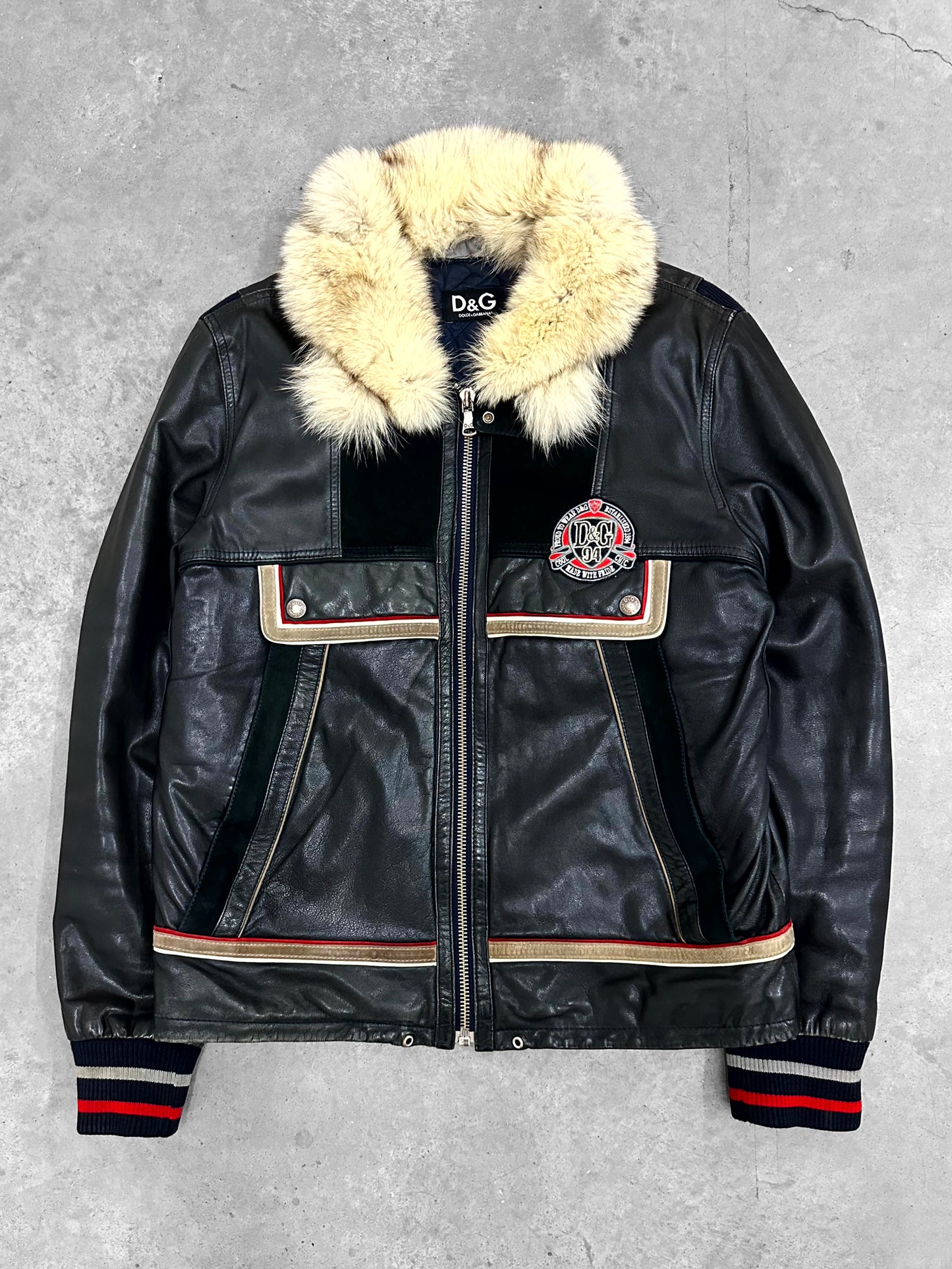 Dolce & Gabbana Fur Leather Racing Jacket (M)