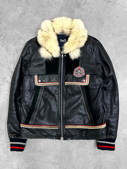 Dolce & Gabbana Fur Leather Racing Jacket (M)