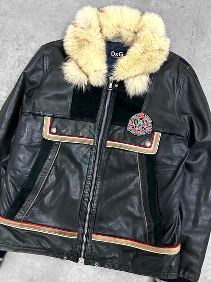 Dolce & Gabbana Fur Leather Racing Jacket (M)