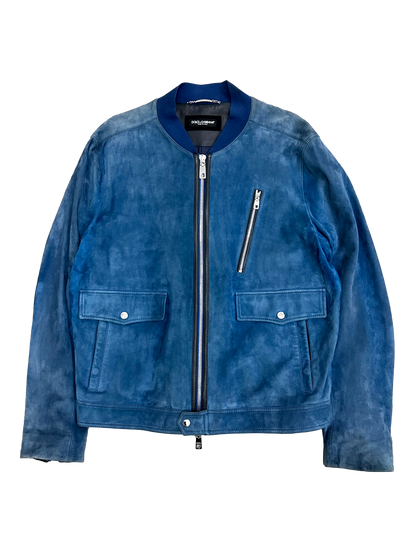 Dolce & Gabbana 00's Lamb Leather Velour 5 Zipper Jacket (L)