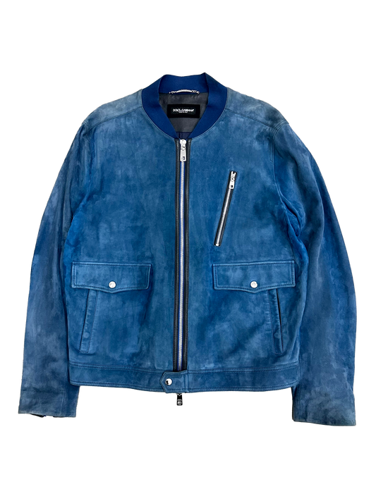 Dolce & Gabbana 00's Lamb Leather Velour 5 Zipper Jacket (L)