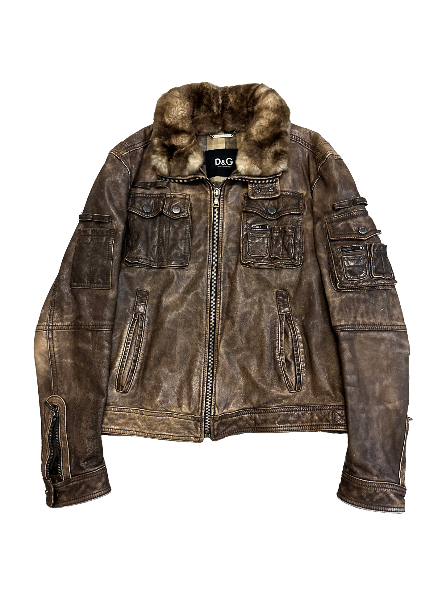 Dolce & Gabbana 2004 Alpha Shearling Cargo Jacket (L)