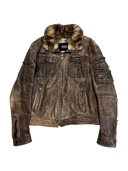 Dolce & Gabbana 2004 Alpha Shearling Cargo Jacket (L)