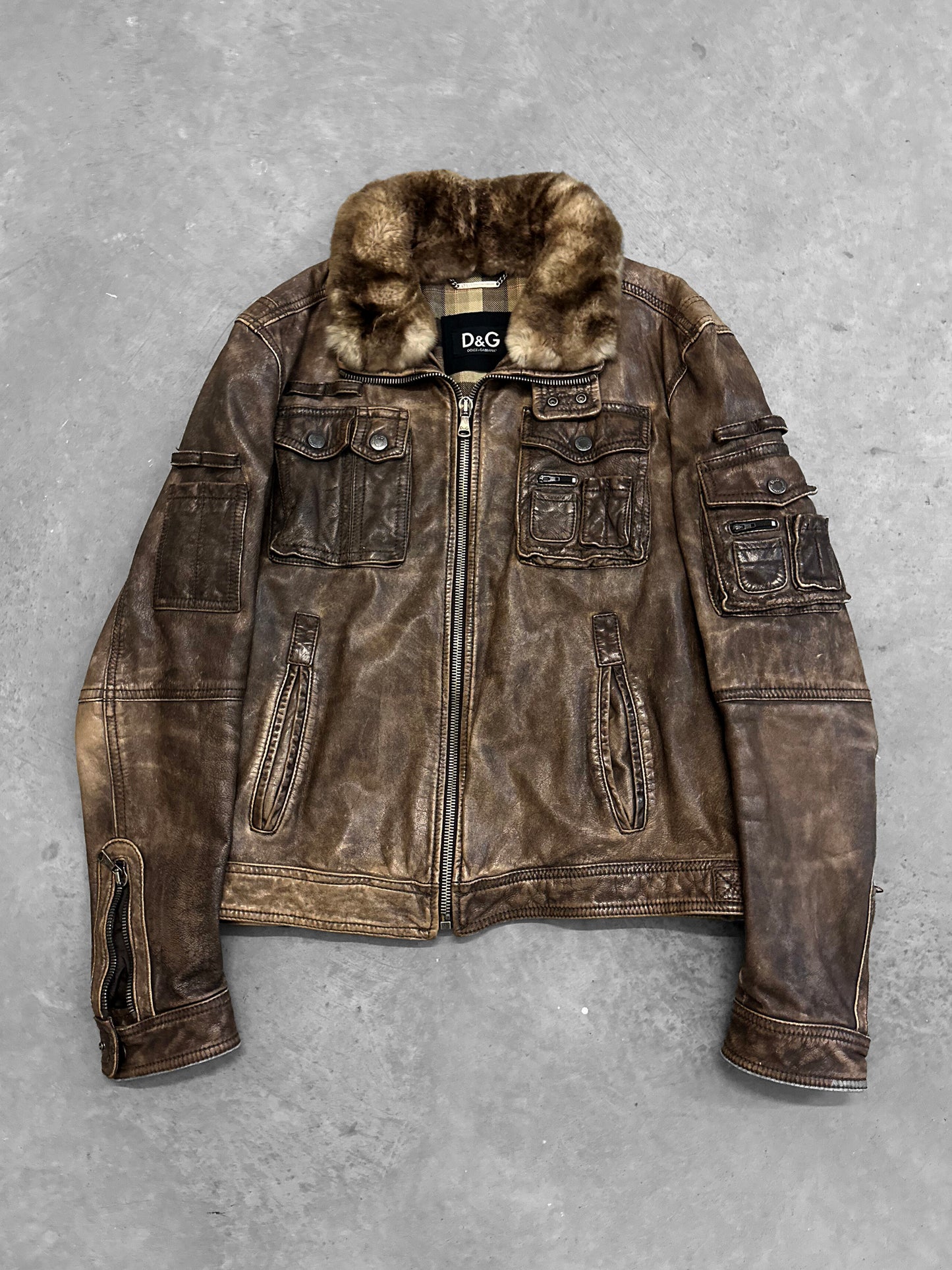 Dolce & Gabbana 2004 Alpha Shearling Cargo Jacket (L)