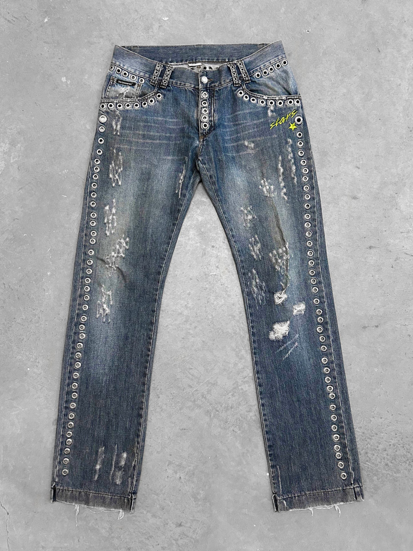 Dolce & Gabbana 2006 Eyelet Rockstar Jeans (M)