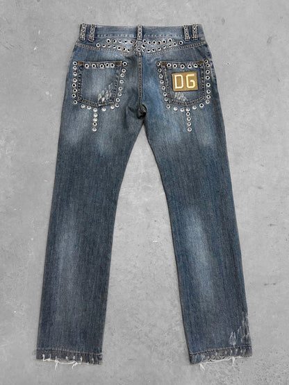 Dolce & Gabbana 2006 Eyelet Rockstar Jeans (M)