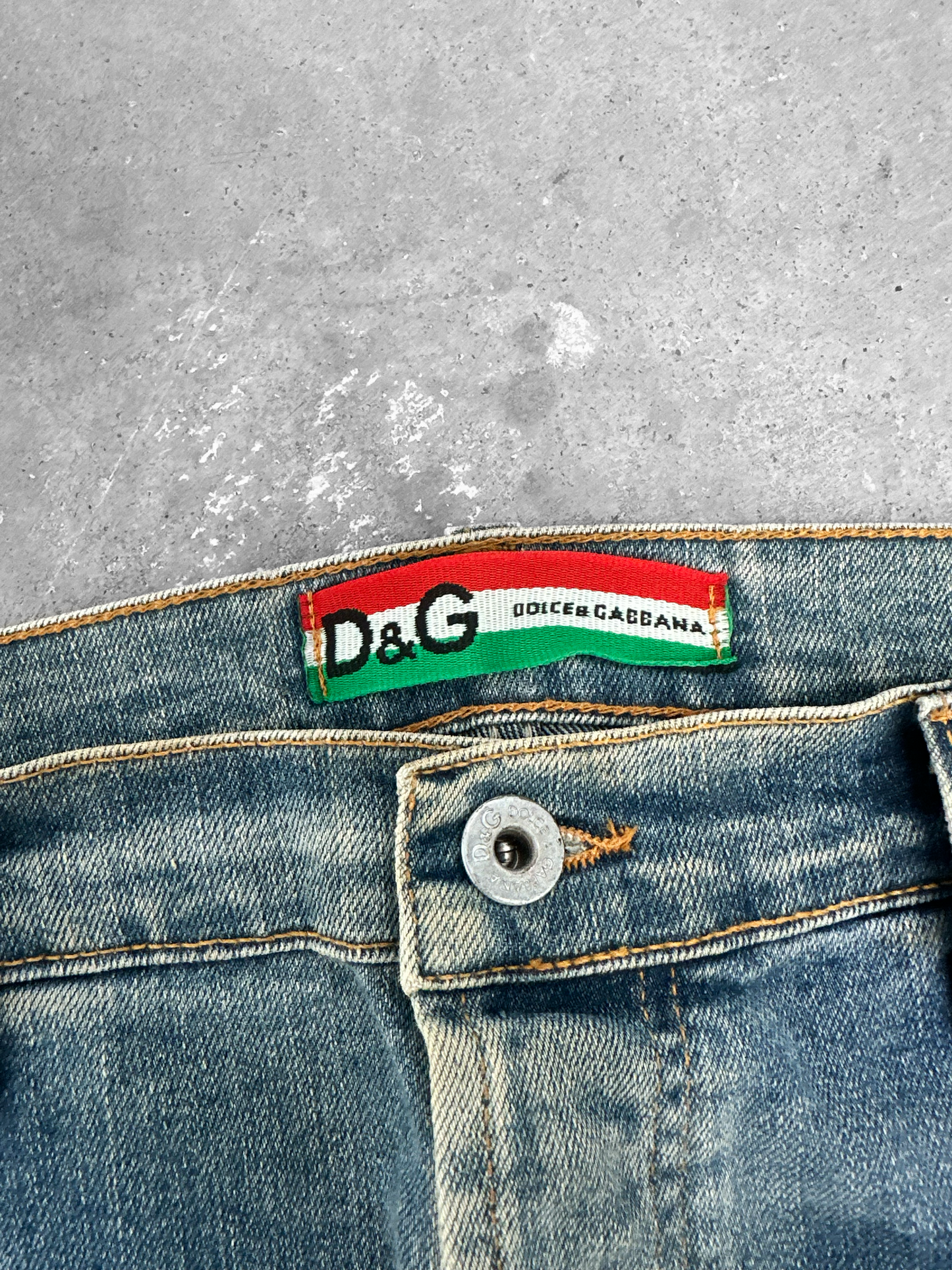 Dolce & Gabbana Italian Flag Ribbet Jeans (W32)