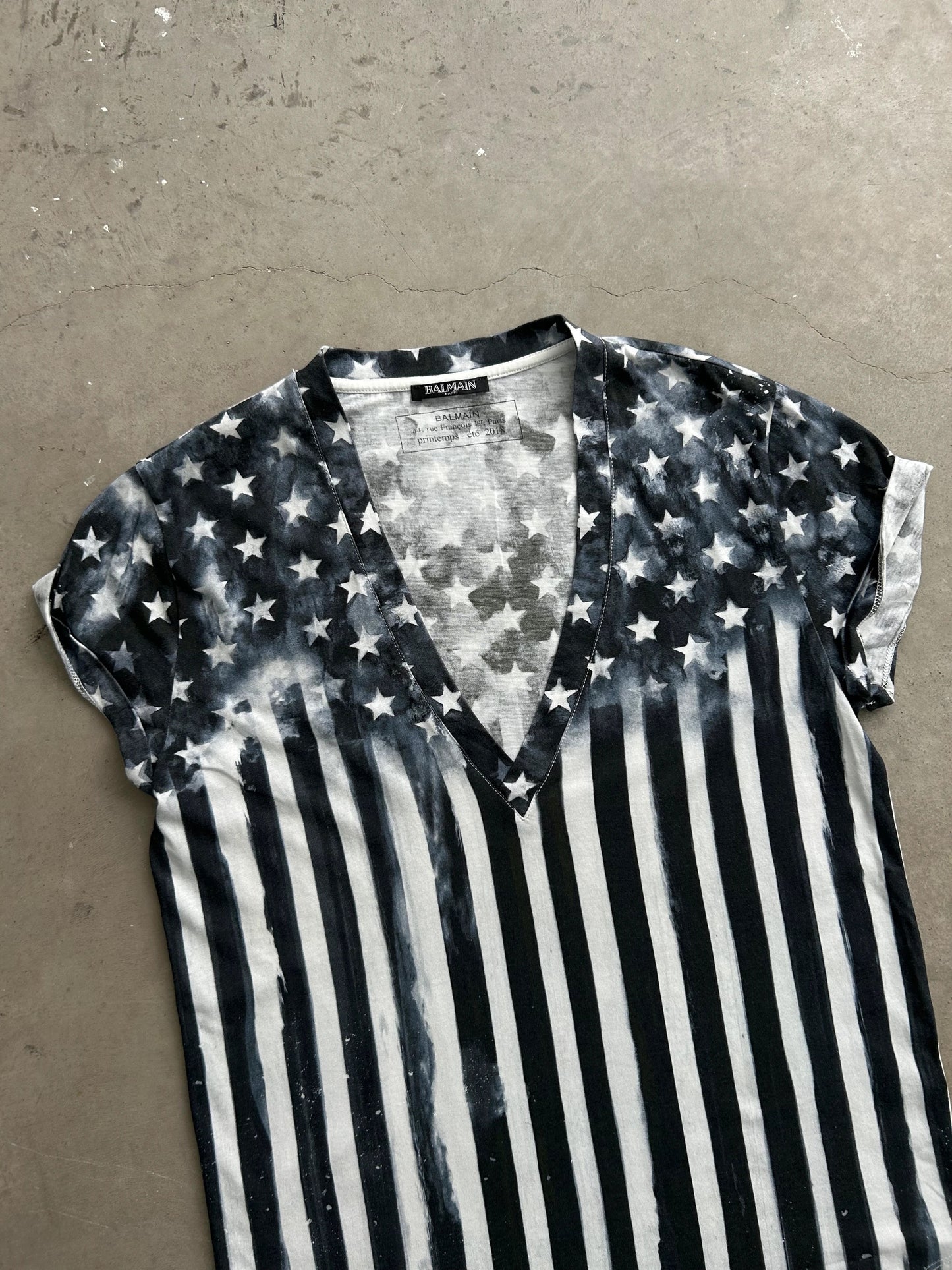 Balmain V-Neck Usa Tee