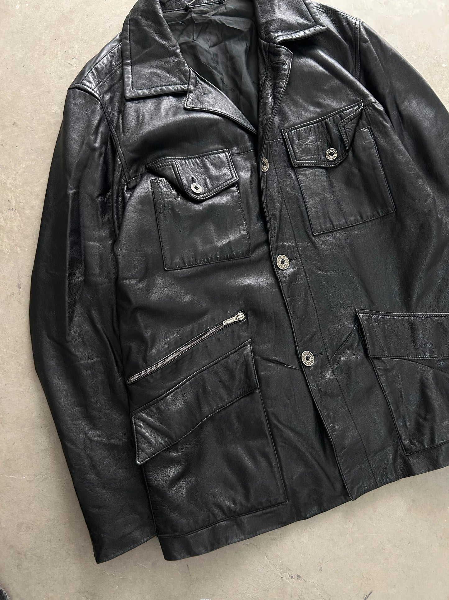 Versace Leather Cargo Jacket