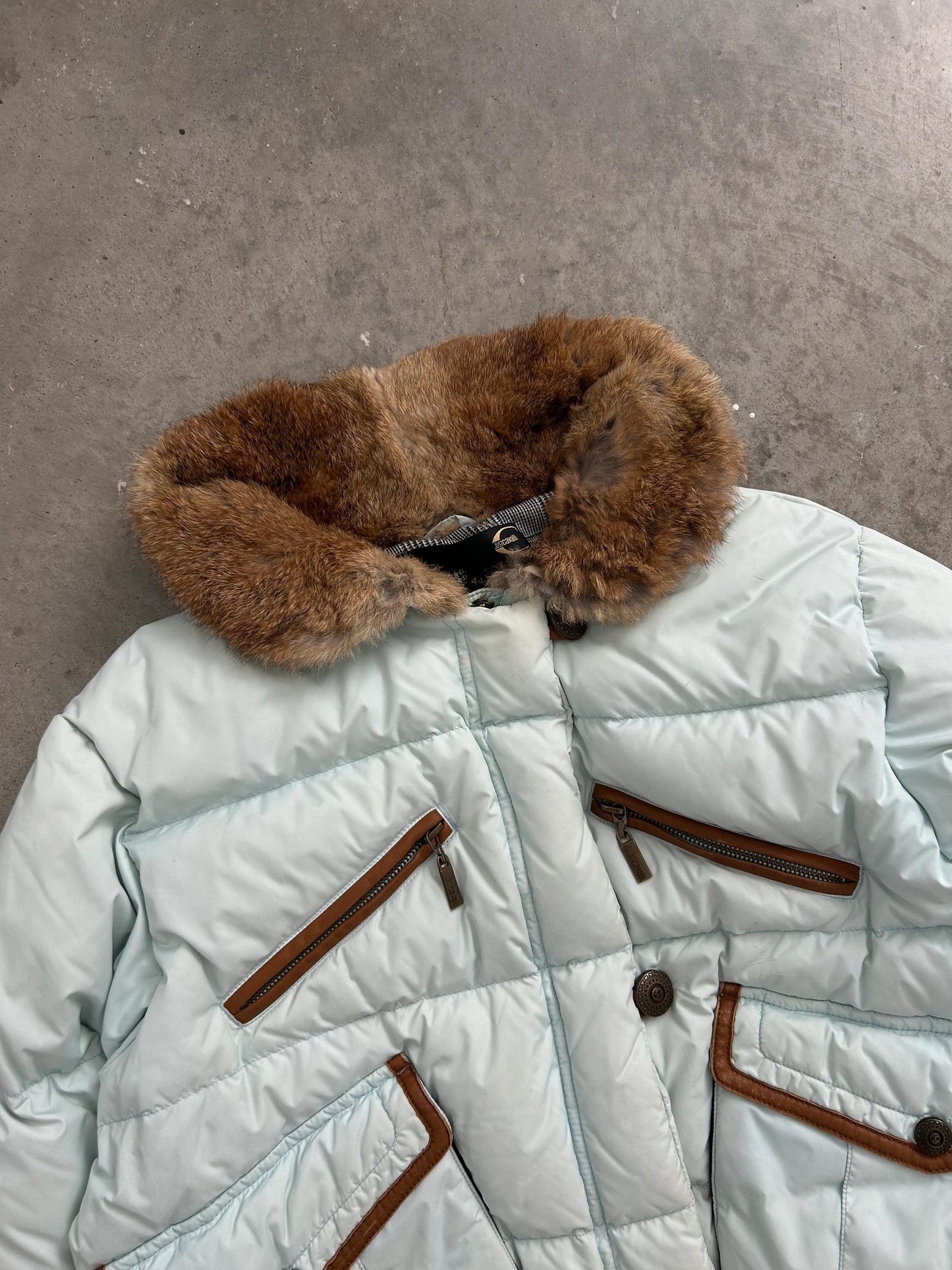 Just Cavalli 00's Teal Fur Bomber