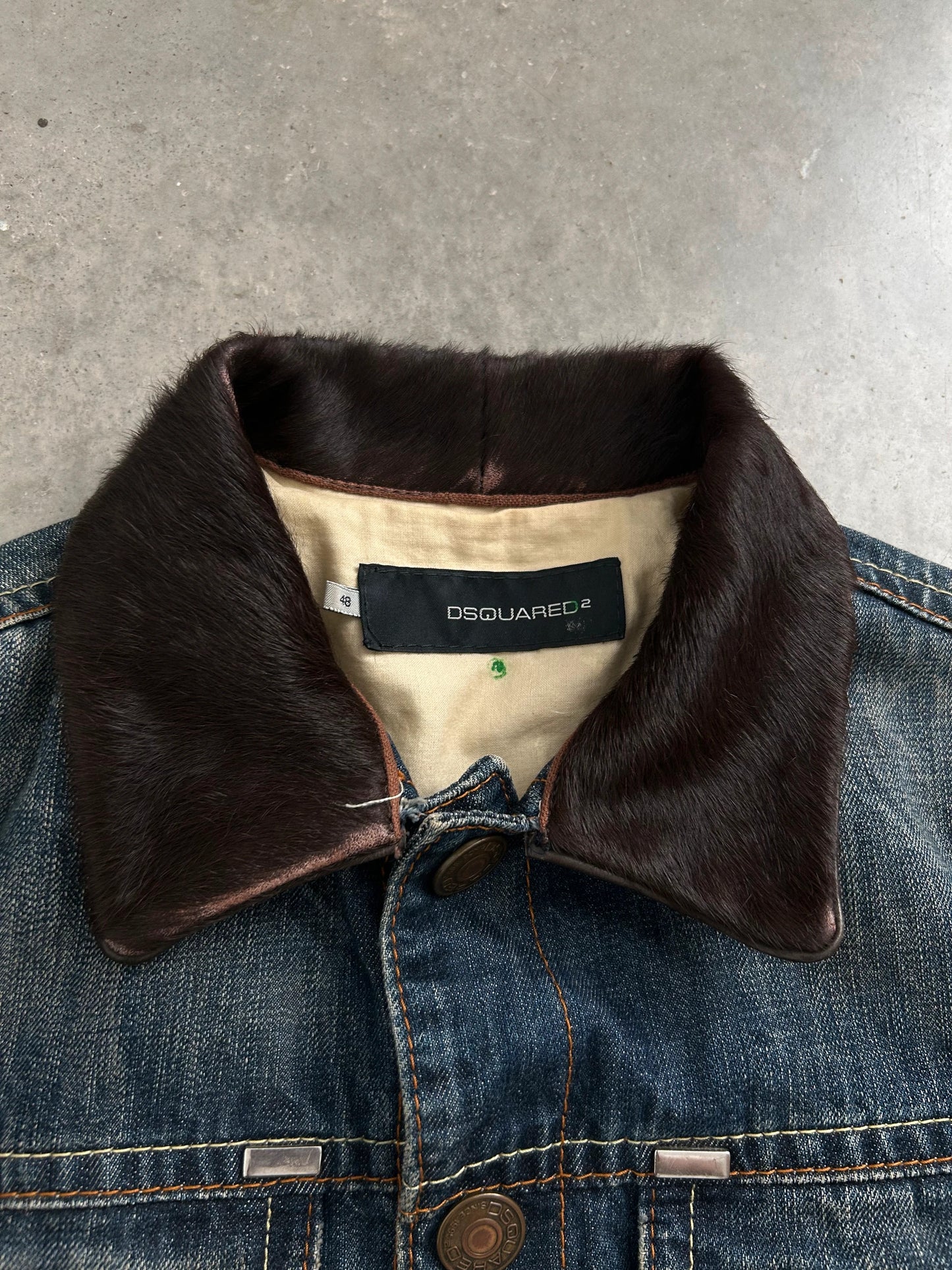 Dsquared2 Pony Hair Collar Denim