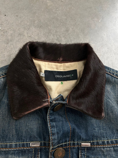 Dsquared2 Pony Hair Collar Denim