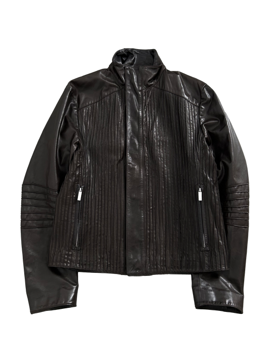 Loewe Pleated Leather Biker Jacket (50)