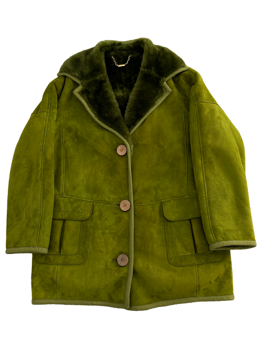 Loewe Green Lamb Leather and Fur 90's Coat (S)