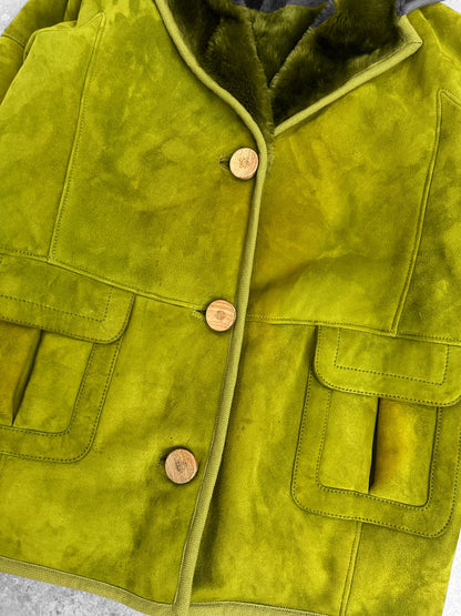 Loewe Green Lamb Leather and Fur 90's Coat (S)