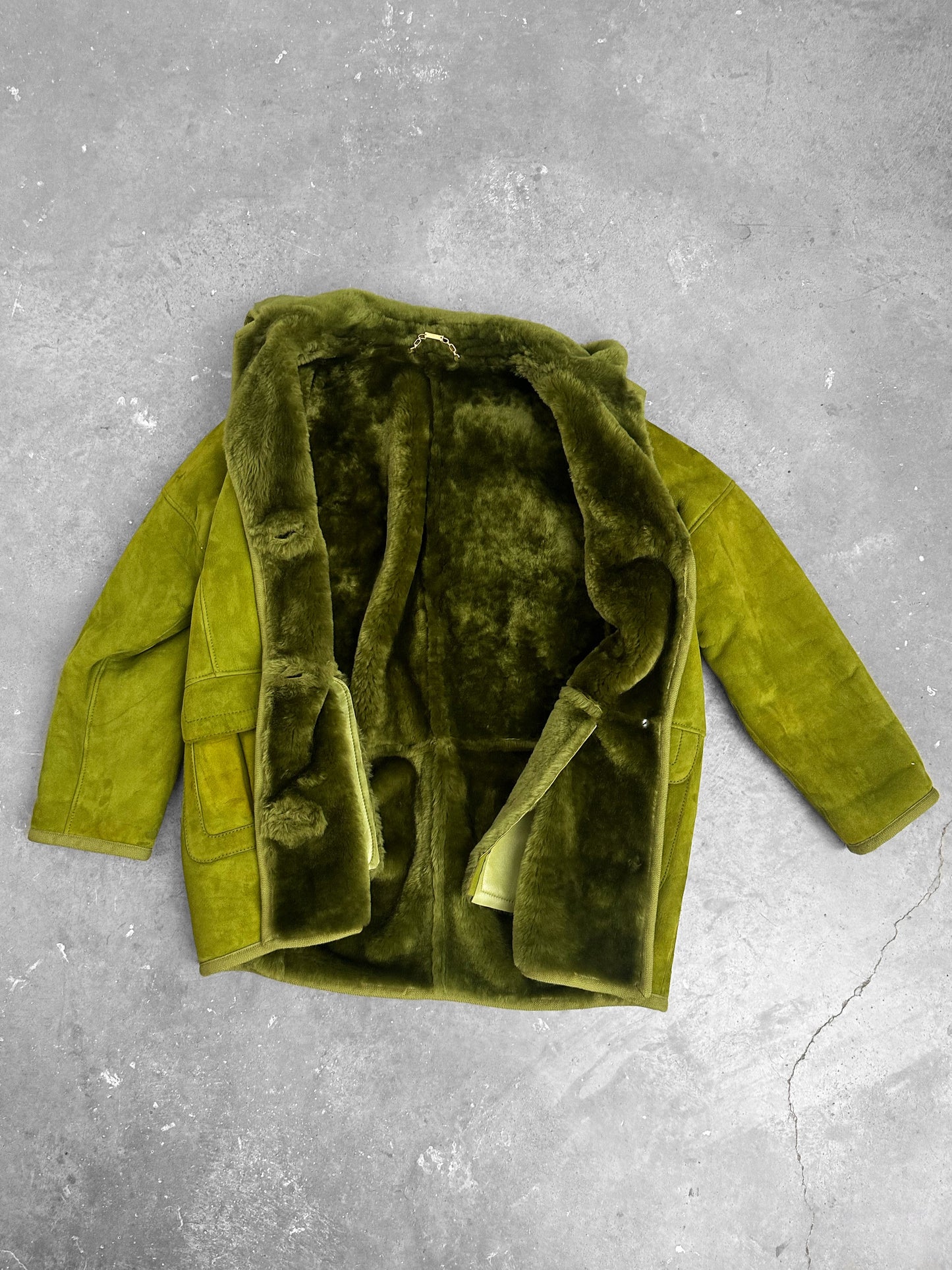 Loewe Green Lamb Leather and Fur 90's Coat (S)