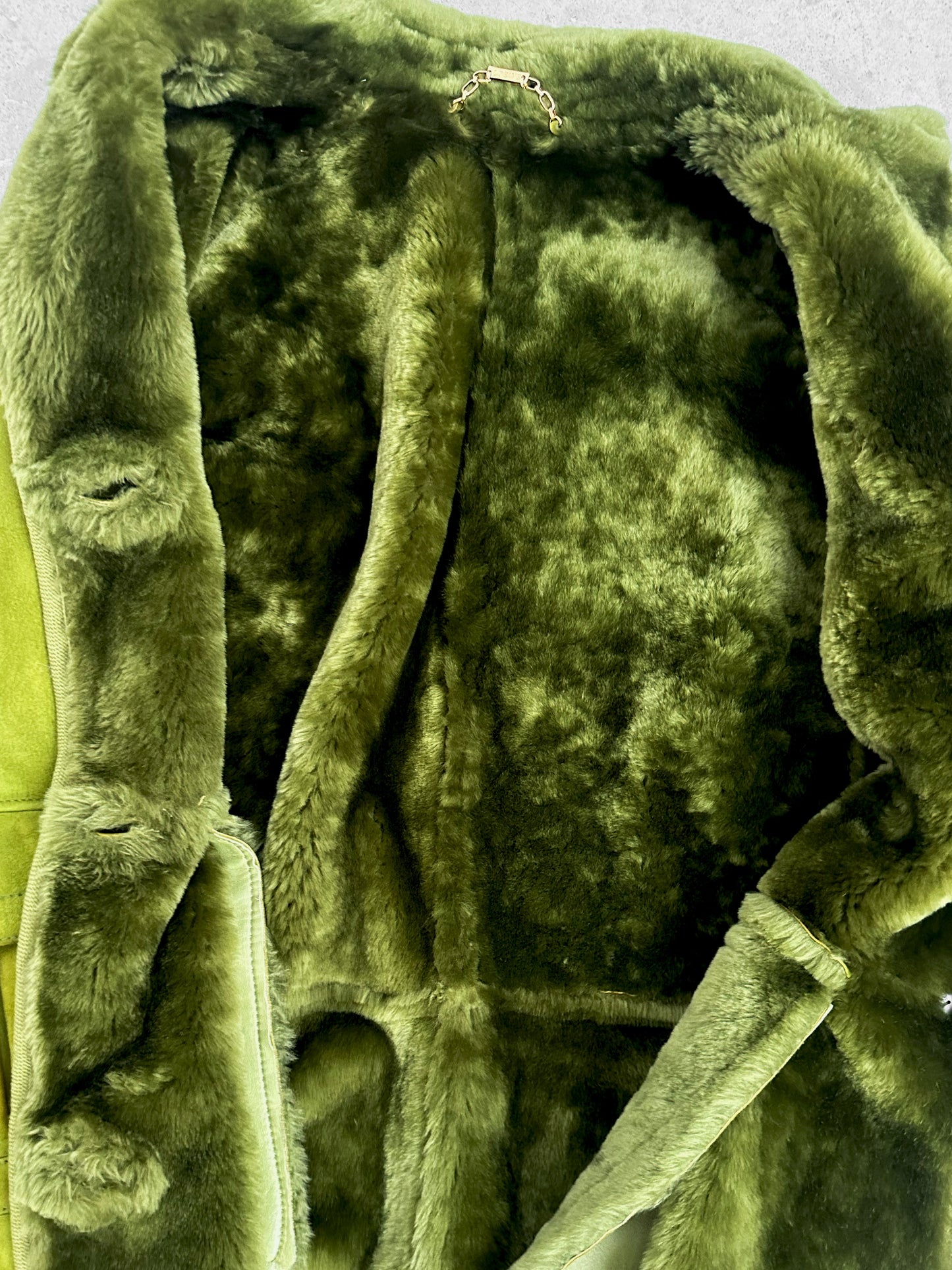 Loewe Green Lamb Leather and Fur 90's Coat (S)